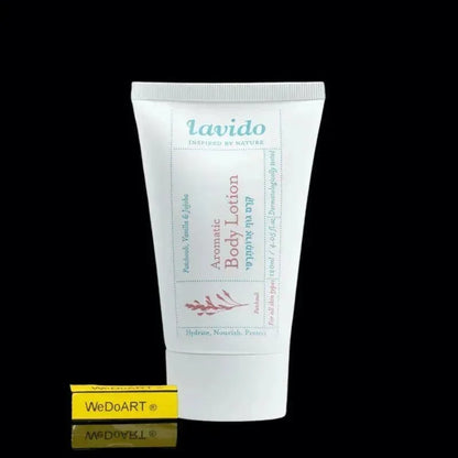 LAVIDO Organic Cosmetics Aromatic Body Lotion with Patchouli, Vanilla, and Jojoba, 120ml tube