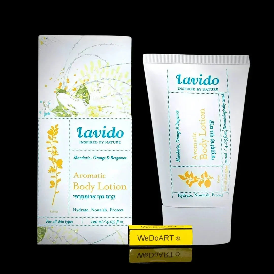 Lavido Aromatic Body Lotion with Mandarin, Orange and Bergamot in a 120 ml pack.