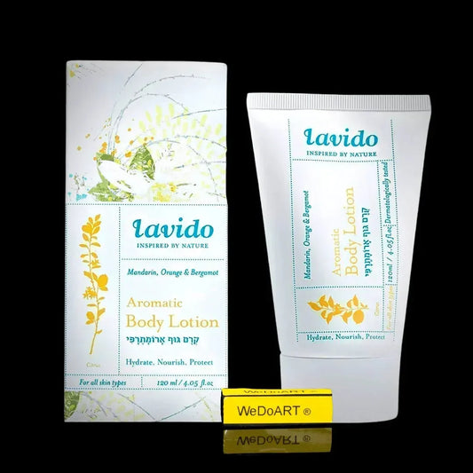 Lavido Aromatic Body Lotion with Mandarin, Orange and Bergamot in a 120 ml pack.