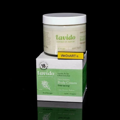 LAVIDO Intensive Body Cream jar resting on its carton