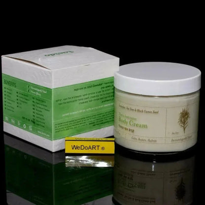 LAVIDO Intensive Body Cream carton with the jar in front, reflective surface