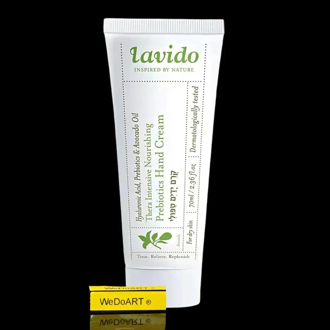 Lavido GreenAid prebiotic hand cream with avocado oil, 70 ml tube, front view