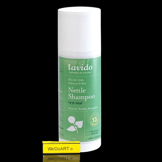 LAVIDO rosemary shampoo with olive oil, rosemary, lemon, and myrtle, 400 ml bottle, main product photo