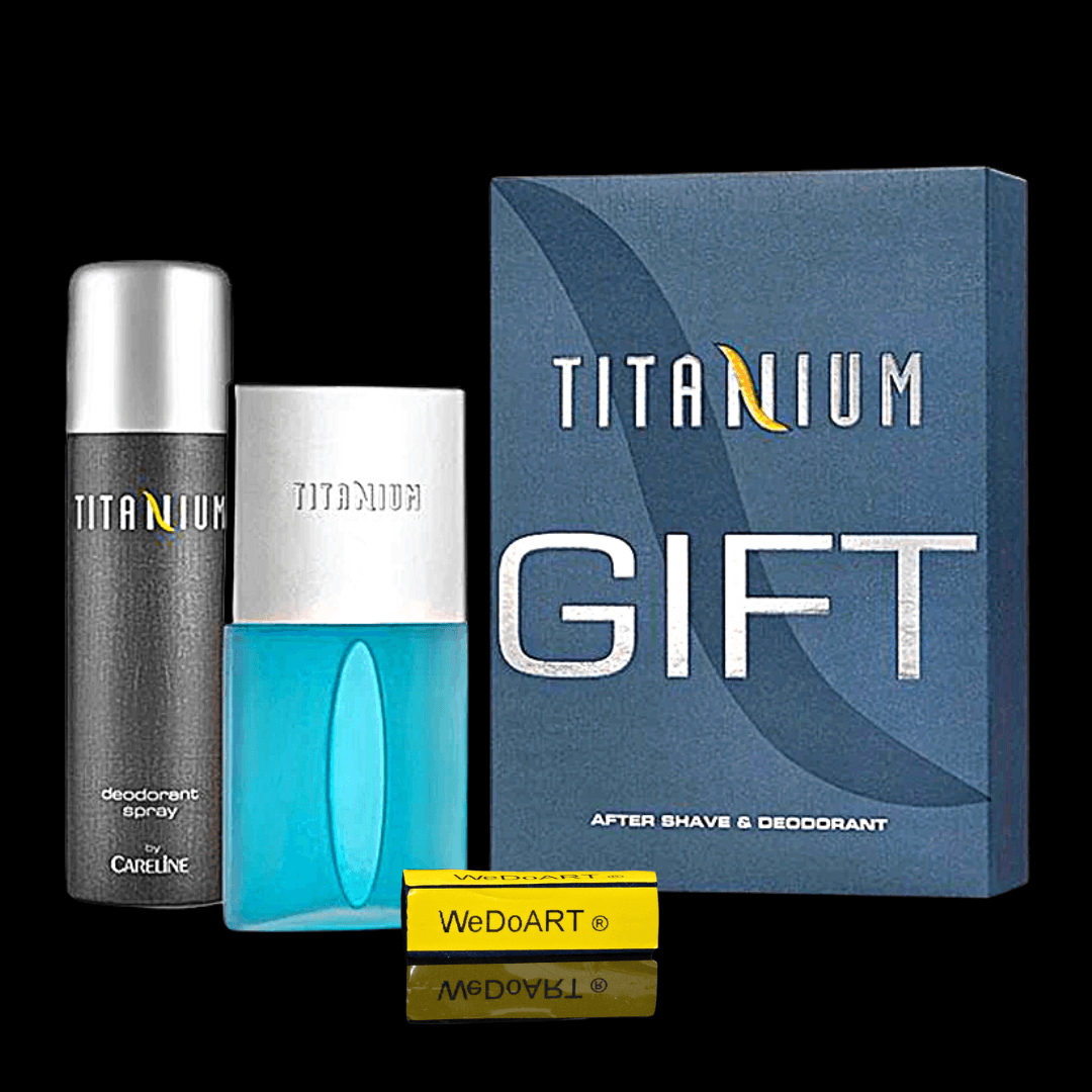 TITANIUM After Shave + Deodorant Spray Set for Men 100 ml + 100 ml - WEDOART-IL