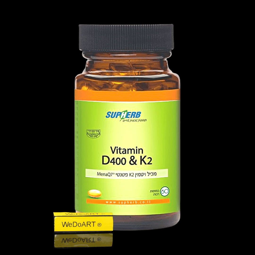 Vitamin D-400 & K2 SupHerb 60 Soft Capsules - WEDOART-IL